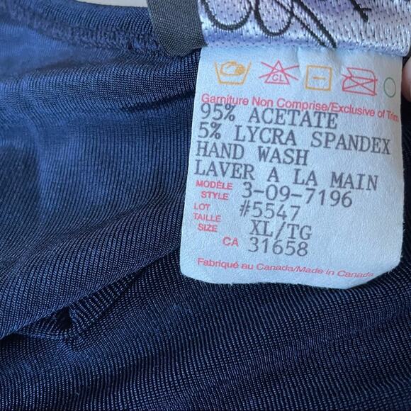 Vintage Artex Collection 2 Piece Blouse Embellished Studded Belt Stretch Navy XL - Picture 7 of 9